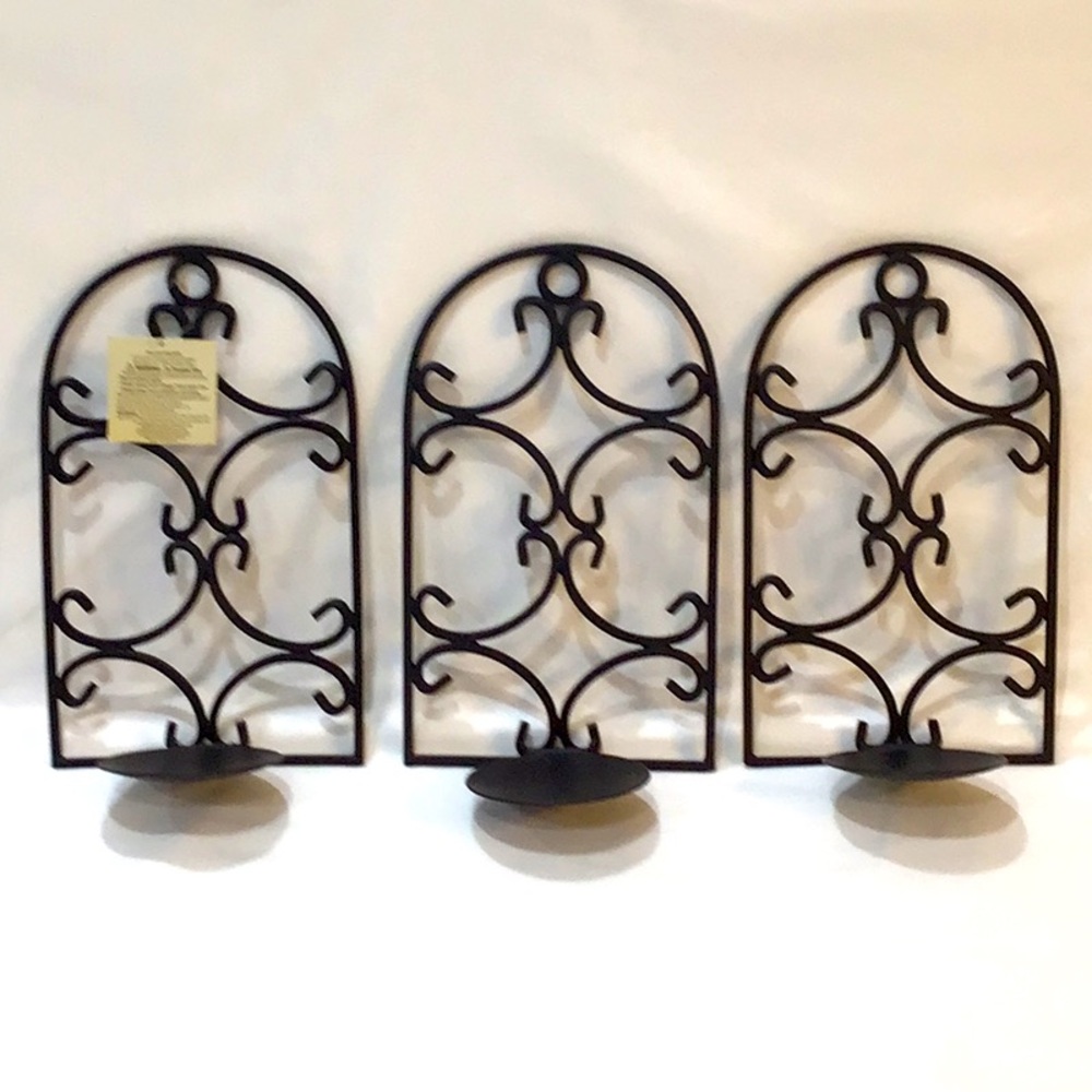Three Wrought Iron Wall Sconces NWT